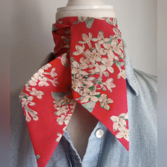 Liberty of London Accessories - Liberty Art Fabric Skinny Scarf Archive Lilac Red Lilacs Bespoke Cottagecore
